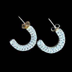 10k Gold Sparkle Half Hoop Earrings